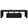 Meuble TV avec éclairage LED en chêne noir 140 x 36,5 x 40 cm bois composite 618654618654