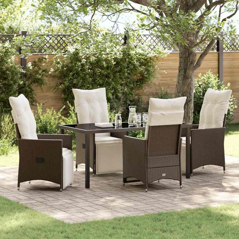 Ensemble de salle à manger pour jardin 5 pcs Marron polyrotin 618655618655