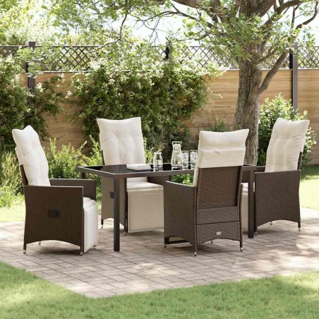 Ensemble de salle à manger pour jardin 5 pcs Marron polyrotin 618655618655