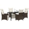 Ensemble de salle à manger pour jardin 5 pcs Marron polyrotin 618655618655