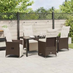Ensemble de salle à manger pour jardin 5 pcs Marron polyrotin 618655618655