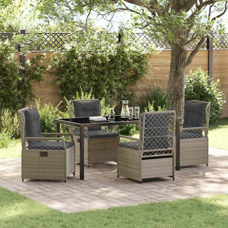 Ensemble de salle à manger pour jardin 5 pcs Gris clair 618658618658