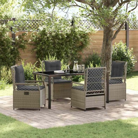 Ensemble de salle à manger pour jardin 5 pcs Gris clair 618658618658