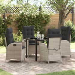 Ensemble de salle à manger pour jardin 5 pcs Gris clair 618659618659