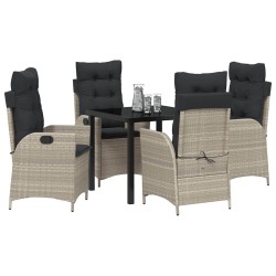 Ensemble de salle à manger pour jardin 5 pcs Gris clair 618659618659