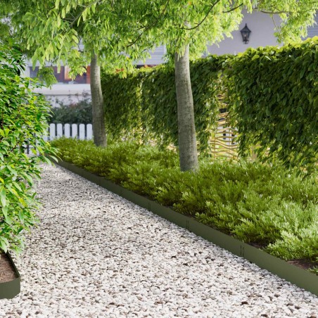 Bordure de Pelouse 30 pcs 100 x 15 cm Acier Vert olive 618660618660
