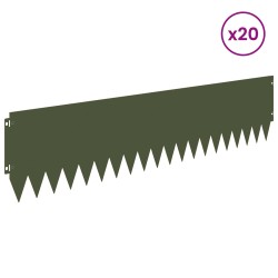 Bordure de Pelouse 20 pcs 103 x 25 cm Acier Vert olive 618662618662