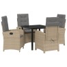 Ensemble de salle à manger pour jardin 5 pcs Beige polyrotin 618664618664