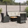 Salon de jardin 5 pcs avec coussins Noir Résine tressée 618669618669