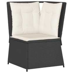 Salon de jardin 5 pcs avec coussins Noir Résine tressée 618669618669