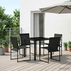 Ensemble de salle à manger pour jardin 5 pcs Noir 618672618672