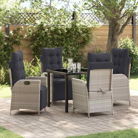 Ensemble de salle à manger pour jardin 5 pcs Gris clair 618675618675