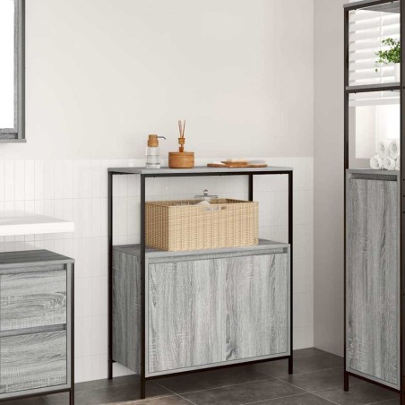 Meuble de salle de bain avec étagères sonoma gris 76,5x35x95 cm 618676618676
