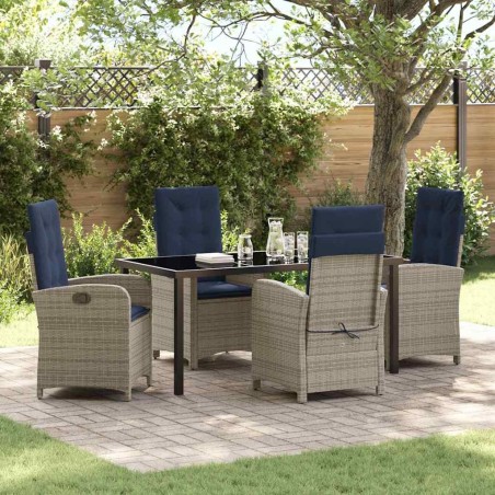 Ensemble de salle à manger pour jardin 5 pcs Gris polyrotin 618677618677