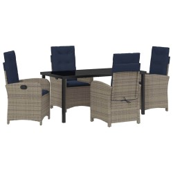 Ensemble de salle à manger pour jardin 5 pcs Gris polyrotin 618677618677