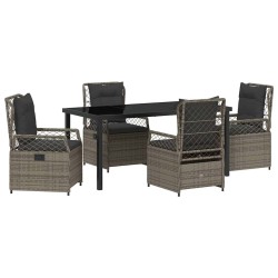 Ensemble de salle à manger pour jardin 5 pcs Gris polyrotin 618680618680
