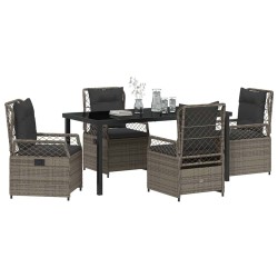 Ensemble de salle à manger pour jardin 5 pcs Gris polyrotin 618680618680