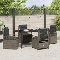 Ensemble de salle à manger pour jardin 5 pcs Gris polyrotin 618680618680