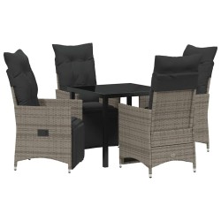 Ensemble de salle à manger pour jardin 5 pcs Gris polyrotin 618683618683