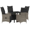 Ensemble de salle à manger pour jardin 5 pcs Gris polyrotin 618683618683