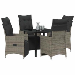Ensemble de salle à manger pour jardin 5 pcs Gris polyrotin 618683618683