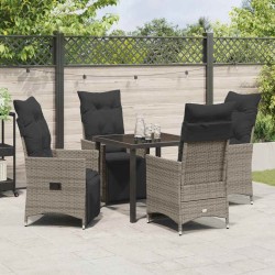 Ensemble de salle à manger pour jardin 5 pcs Gris polyrotin 618683618683