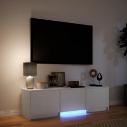 Meuble TV avec LED Blanc 140 x 34 x 40 cm Bois d’ingénierie 618686618686