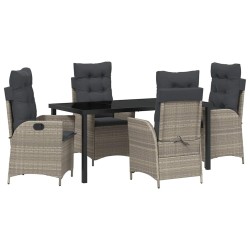 Ensemble de salle à manger pour jardin 5 pcs Gris clair 618691618691