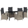 Ensemble de salle à manger pour jardin 5 pcs Gris clair 618691618691