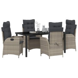 Ensemble de salle à manger pour jardin 5 pcs Gris clair 618691618691