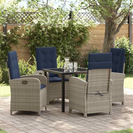 Ensemble de salle à manger pour jardin 5 pcs Gris polyrotin 618692618692