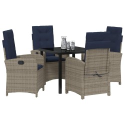 Ensemble de salle à manger pour jardin 5 pcs Gris polyrotin 618692618692