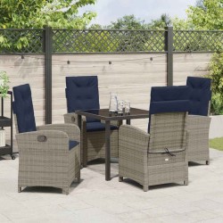 Ensemble de salle à manger pour jardin 5 pcs Gris polyrotin 618692618692