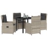 Ensemble de salle à manger pour jardin 5 pcs Gris clair 618698618698