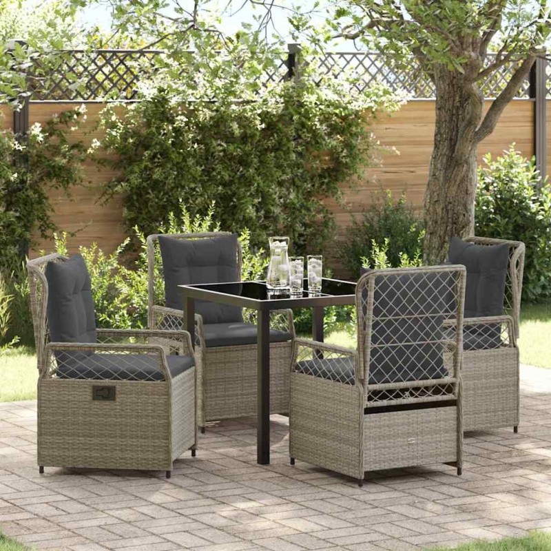 Ensemble de salle à manger pour jardin 5 pcs Gris clair 618699618699