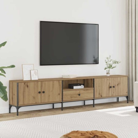 Meuble TV à tiroir chêne artisanal 200x25x44 cm bois ingénierie 618706618706