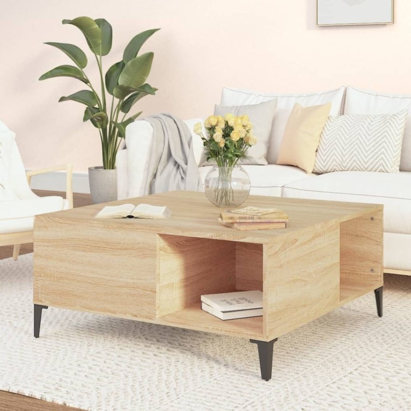 Table basse chêne sonoma 80x80x36,5 cm bois d'ingénierie 618708618708