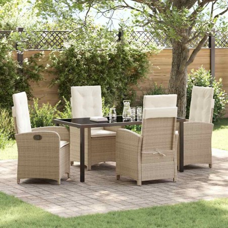 Ensemble de salle à manger pour jardin 5 pcs Beige polyrotin 618710618710