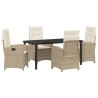 Ensemble de salle à manger pour jardin 5 pcs Beige polyrotin 618710618710