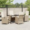 Ensemble de salle à manger pour jardin 5 pcs Beige polyrotin 618710618710