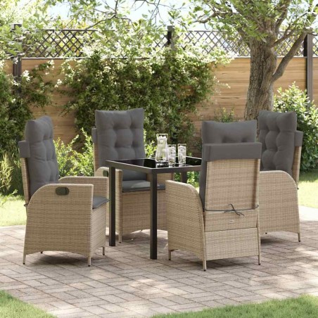 Ensemble de salle à manger pour jardin 5 pcs Beige polyrotin 618712618712
