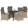 Ensemble de salle à manger pour jardin 5 pcs Beige polyrotin 618712618712