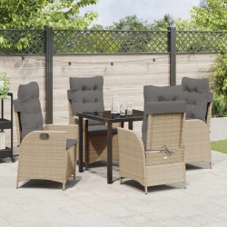 Ensemble de salle à manger pour jardin 5 pcs Beige polyrotin 618712618712