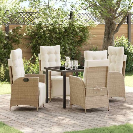 Ensemble de salle à manger pour jardin 5 pcs Beige polyrotin 618714618714