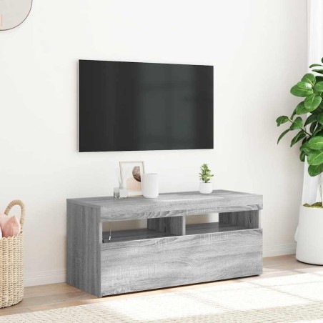 Meuble TV avec lumières LED Sonoma gris 90x35x40 cm 618715618715