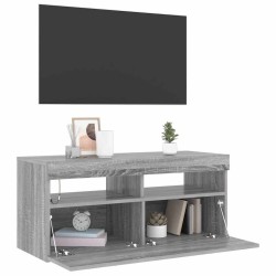 Meuble TV avec lumières LED Sonoma gris 90x35x40 cm 618715618715