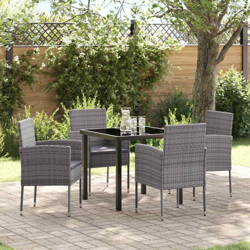 Ensemble de salle à manger pour jardin 5 pcs Gris polyrotin 618716618716