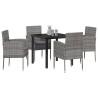 Ensemble de salle à manger pour jardin 5 pcs Gris polyrotin 618716618716