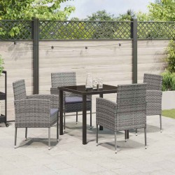 Ensemble de salle à manger pour jardin 5 pcs Gris polyrotin 618716618716