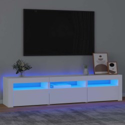 Meuble TV avec lumières LED Blanc 180x35x40 cm 618723618723